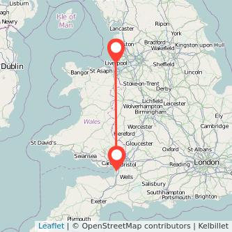 Weston-super-Mare Liverpool train map