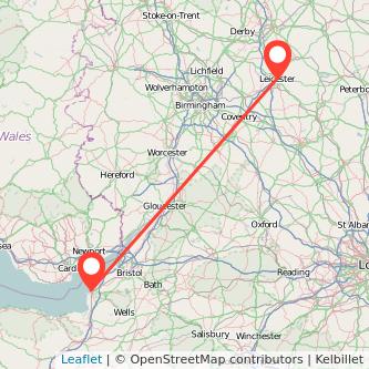 Weston-super-Mare Leicester train map