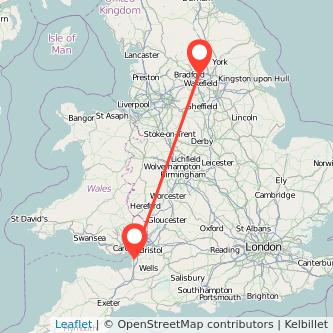 Weston-super-Mare Leeds train map