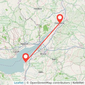 Weston-super-Mare Gloucester train map