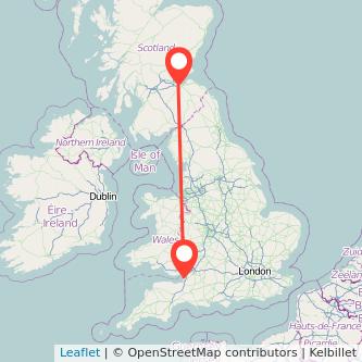 Weston-super-Mare Edinburgh train map