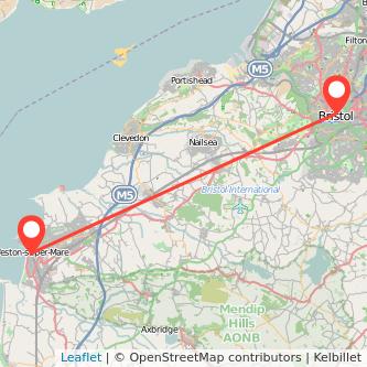 Weston-super-Mare Bristol train map