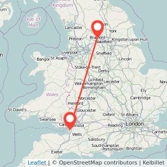 Weston-super-Mare Bradford train map