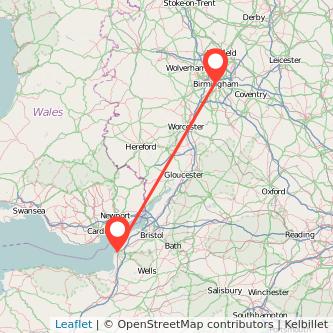 Weston-super-Mare Birmingham bus map