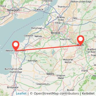 Weston-super-Mare Bath train map