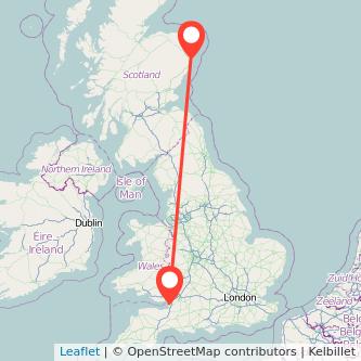 Weston-super-Mare Aberdeen train map