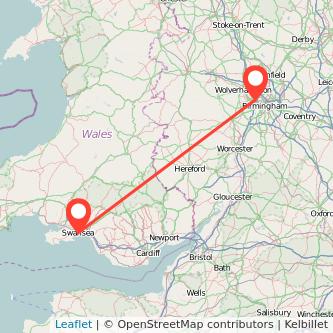 West Bromwich Swansea train map