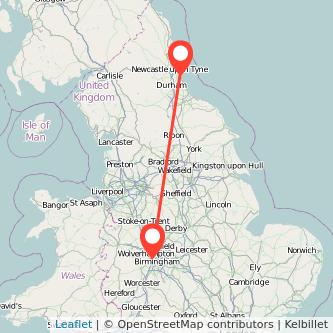 West Bromwich Sunderland train map