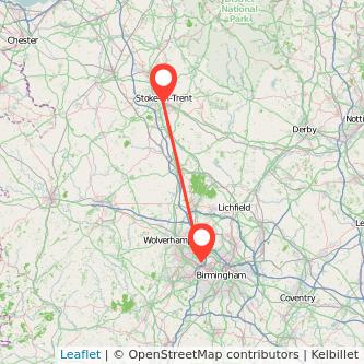 West Bromwich Stoke-on-Trent train map