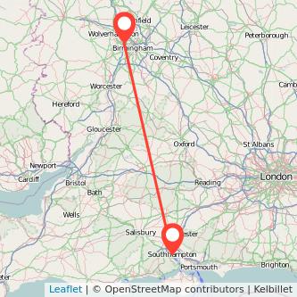 West Bromwich Southampton train map