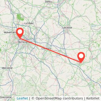 West Bromwich Northampton train map