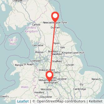 West Bromwich Newcastle upon Tyne train map