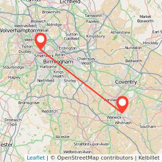 West Bromwich Leamington train map