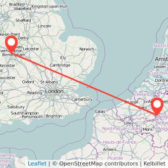 West Bromwich Brussels train map