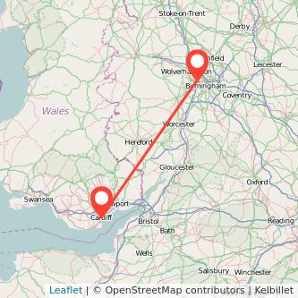 West Bromwich Cardiff train map