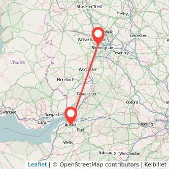 West Bromwich Bristol train map