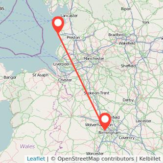 West Bromwich Blackpool train map