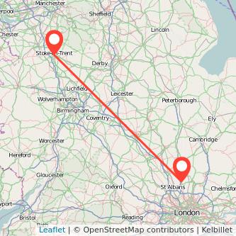 Welwyn Garden City Stoke-on-Trent train map