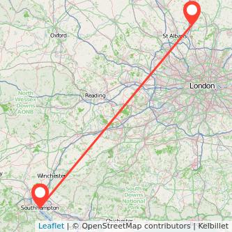 Welwyn Garden City Southampton train map