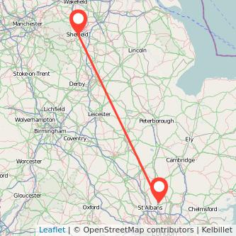 Welwyn Garden City Sheffield train map