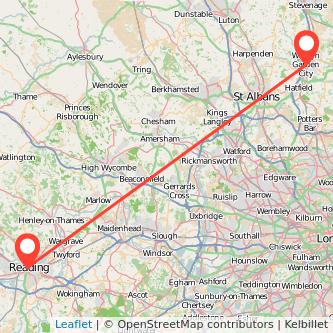 Welwyn Garden City Reading train map