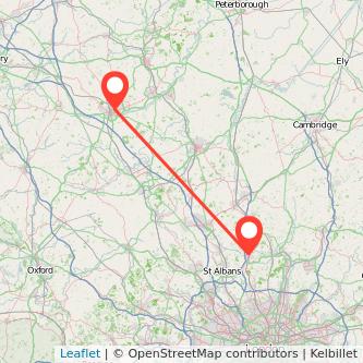 Welwyn Garden City Northampton train map