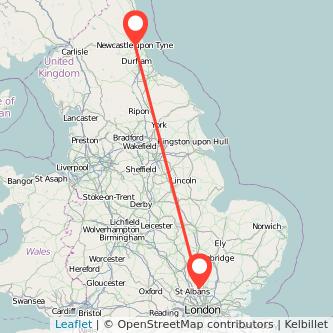 Welwyn Garden City Newcastle upon Tyne train map