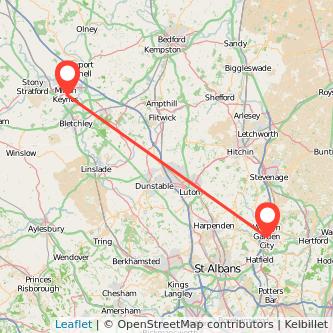 Welwyn Garden City Milton Keynes train map