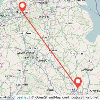 Welwyn Garden City Manchester train map