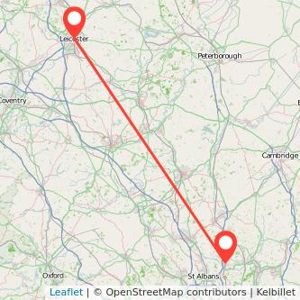 Welwyn Garden City Leicester train map