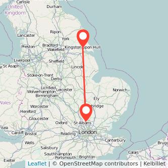 Welwyn Garden City Hull train map