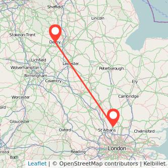 Welwyn Garden City Derby train map