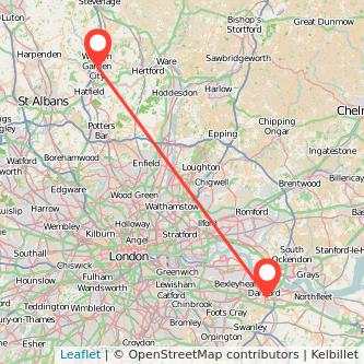 Welwyn Garden City Dartford train map