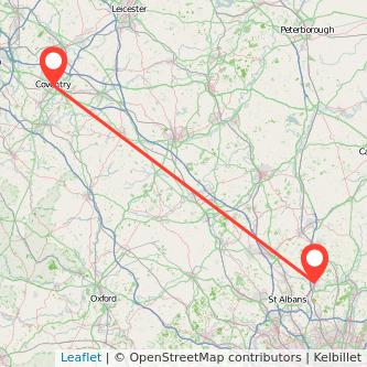 Welwyn Garden City Coventry train map