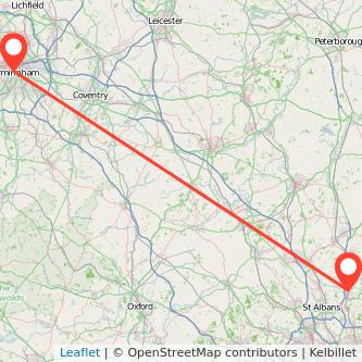 Welwyn Garden City Birmingham train map