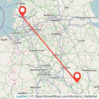 Wellingborough Preston train map