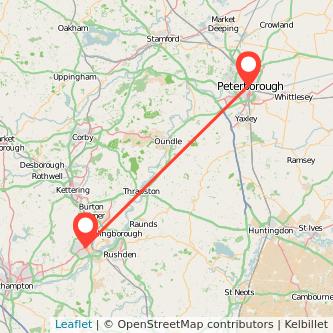 Wellingborough Peterborough bus map