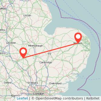 Wellingborough Norwich train map