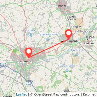Wellingborough Northampton bus map