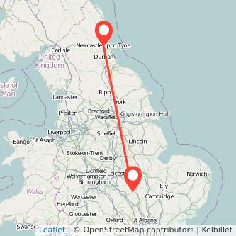 Wellingborough Newcastle upon Tyne train map