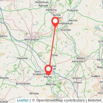 Wellingborough Milton Keynes train map