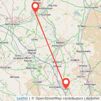 Wellingborough Luton train map