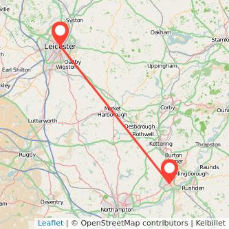 Wellingborough Leicester train map