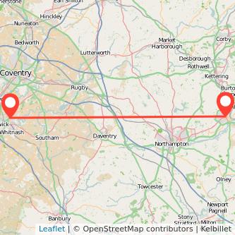 Wellingborough Leamington bus map