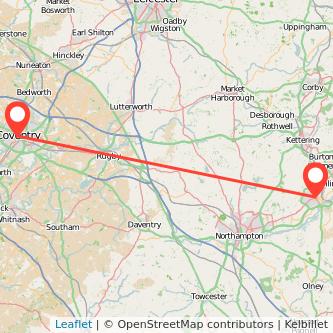 Wellingborough Coventry train map