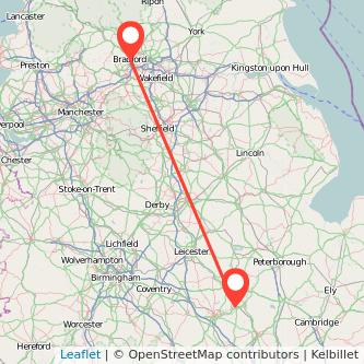 Wellingborough Bradford train map