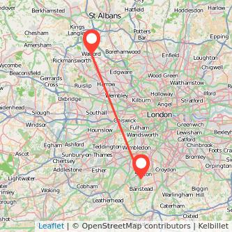 Watford Sutton train map