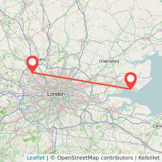 Watford Southend-on-Sea train map