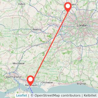 Watford Portsmouth train map