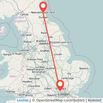 Watford Newcastle upon Tyne train map